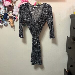Leota Animal Print Faux Wrap Dress Size Small Petite